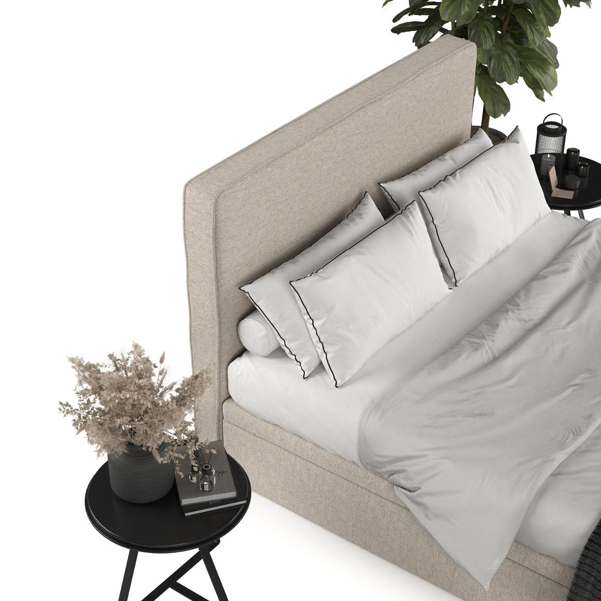 POLSTERBETT Hush mit Stauraum 180/200 cm Hellbeige im Megan Stoff - Sandfarben/Schwarz, Holz/Holzwerkstoff (180/200cm) - AltaBeds