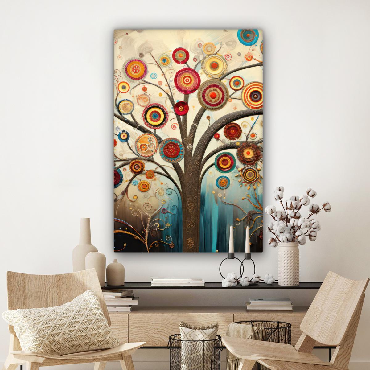 LEINWANDBILD Baum - Baum des Lebens - Farbe Deko XXL 80x120 cm - Braun, Textil (80/120cm) - MuchoWow