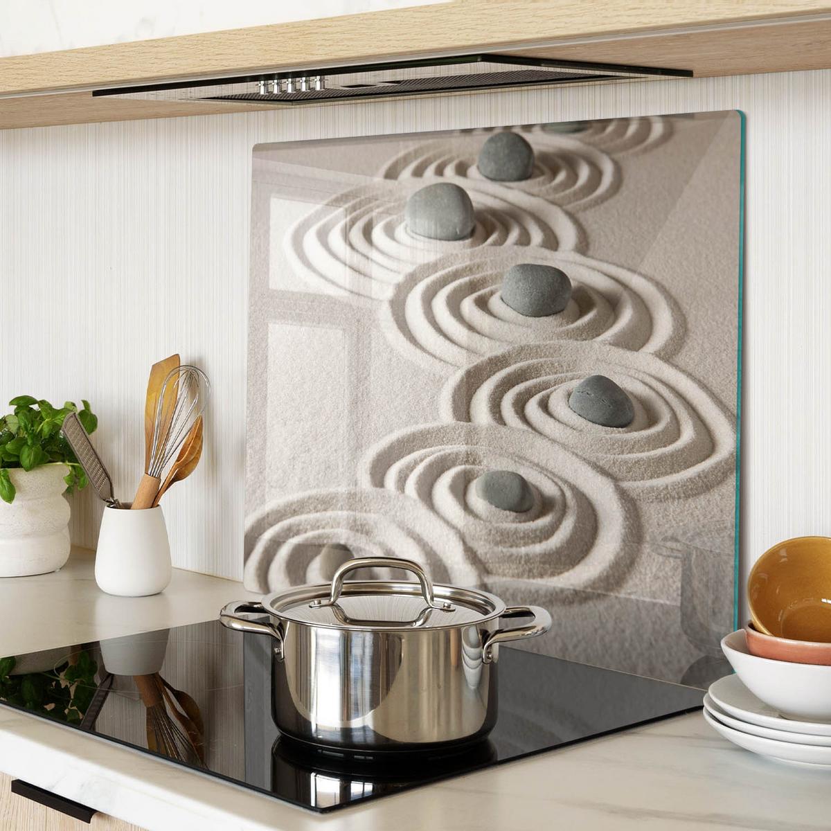 GLASPLATTE 60x52 cm Zen-Steine-Sand - Beige, Glas (60/0.4/52cm) - TULUP