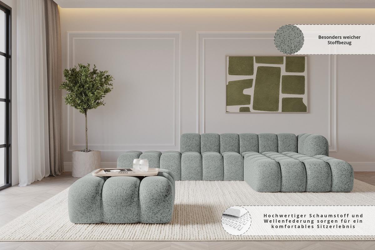 POUF OLEA-PUF 91x87x44 cm Grün Velours Modular Sitzhocker - Schwarz/Mintgrün, Holzwerkstoff/Kunststoff (91/44/87cm) - ALTDECOR