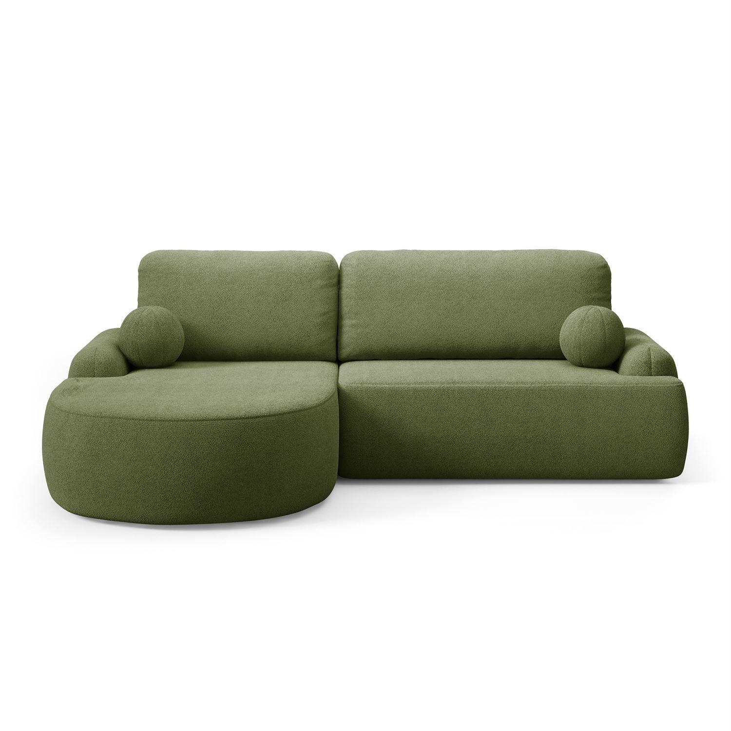 ECKSOFA CLEO mit Schlaffunktion Version Linke QUELLE 38 - Grün, Kunststoff (264/172cm) - Lookway