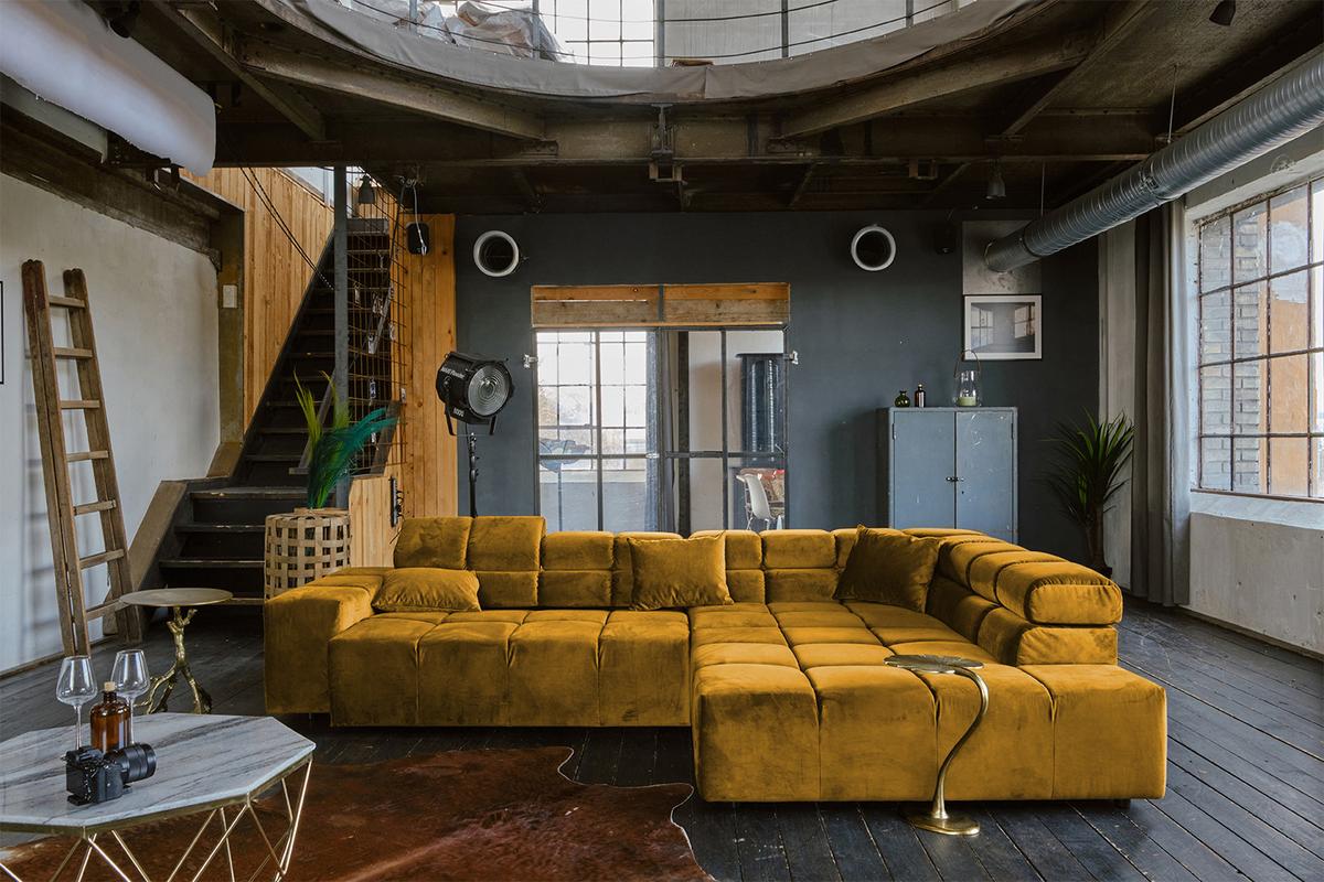 ECKSOFA MIT MOTORISCHEM SITZVORZUG NEVADA Gelb Velvet Relaxfunktion - Currygelb/Gelb, Textil (319/215cm) - KAWOLA