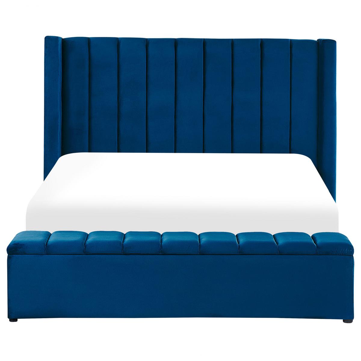 POLSTERBETT 160/200cm Marineblau Noyers - Blau, Textil (160/200cm) - Beliani