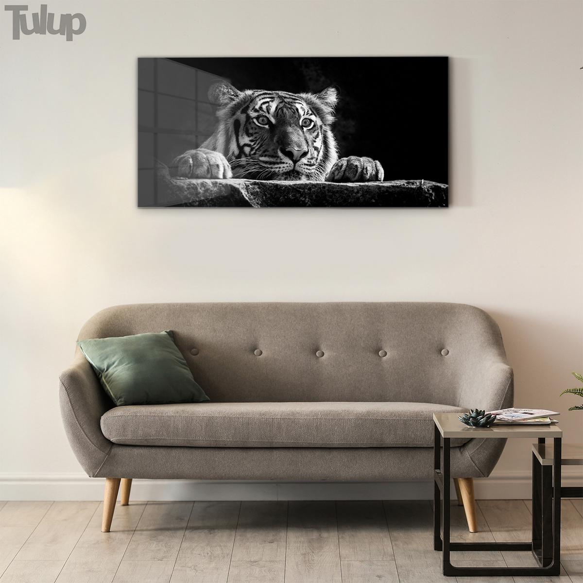 GLASBILD 140x70 cm Wildes Tier - Schwarz, Glas (140/70cm) - TULUP
