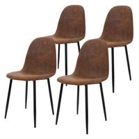 ESSZIMMERSTUHL 4er Set Braun Kunstleder - Dunkelbraun/Schwarz, Holzwerkstoff/Metall (50/87/47cm) - ML-DESIGN