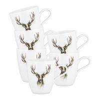 HENKELBECHER Life Nature Hirsch weiß-braun 400 ml 6er Set - Weiß/Braun, Keramik (0.4L) - Seltmann Weiden