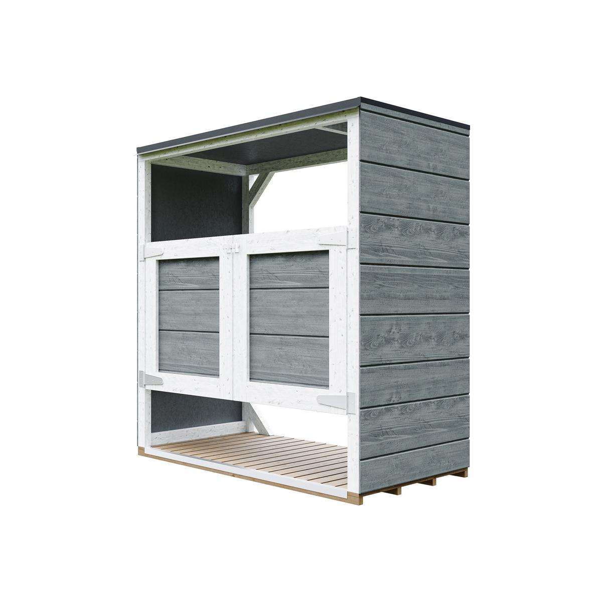 MÜLLTONNENBOX 2er 240L, M980A-CAVERN STEEL, aus wetterfestem LP Smartside Holz - Anthrazit, Holz (153/159/75cm) - Timbela