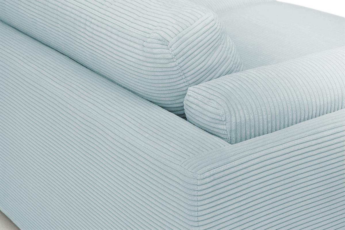 BIG SOFA RAINA Hellblau Cord - Schwarz/Hellblau, Kunststoff/Textil (254/85/150cm) - KAWOLA