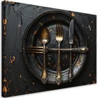 LEINWANDBILD Essen & Trinken 30x20cm - Goldfarben, Textil (30/20cm) - Feeby
