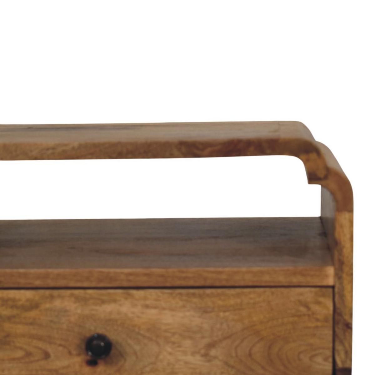 NACHTKASTEN Newton Eichenoptik, 1 Schublade und Offenes Regal, Beige - Beige/Messingfarben, Holz/Metall (45/55/35cm) - Artisan Furniture