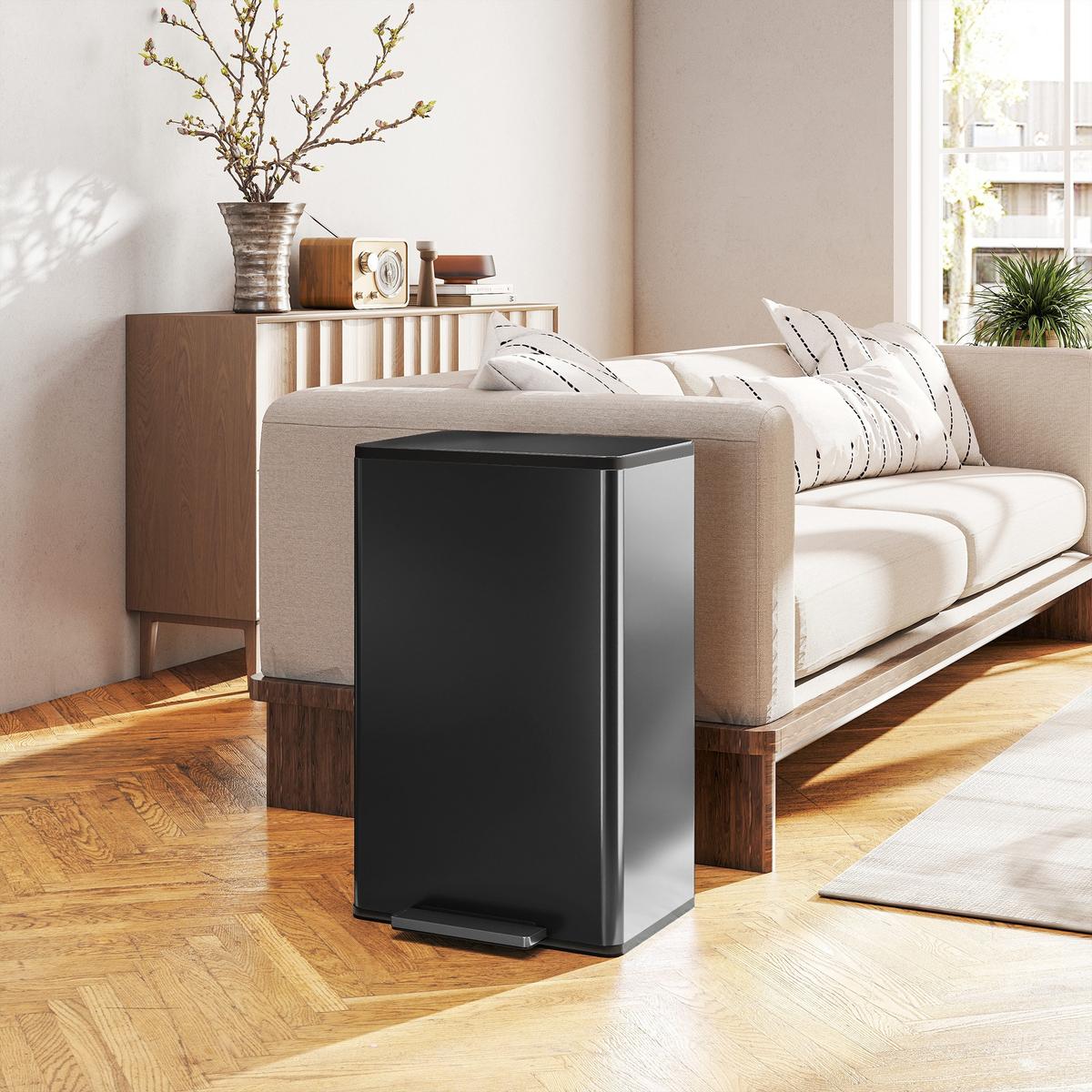 MÜLLEIMER Edelstahl Kunststoff Schwarz - Schwarz, Metall (35/68/42.5cm) - HOMCOM