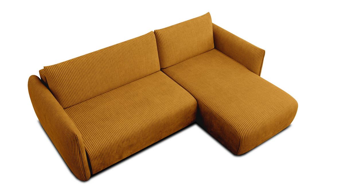 ECKSOFA TAUER 3-Sitzer links, safran - Gelb/Schwarz, Holz/Textil (248/173cm) - Wozimo