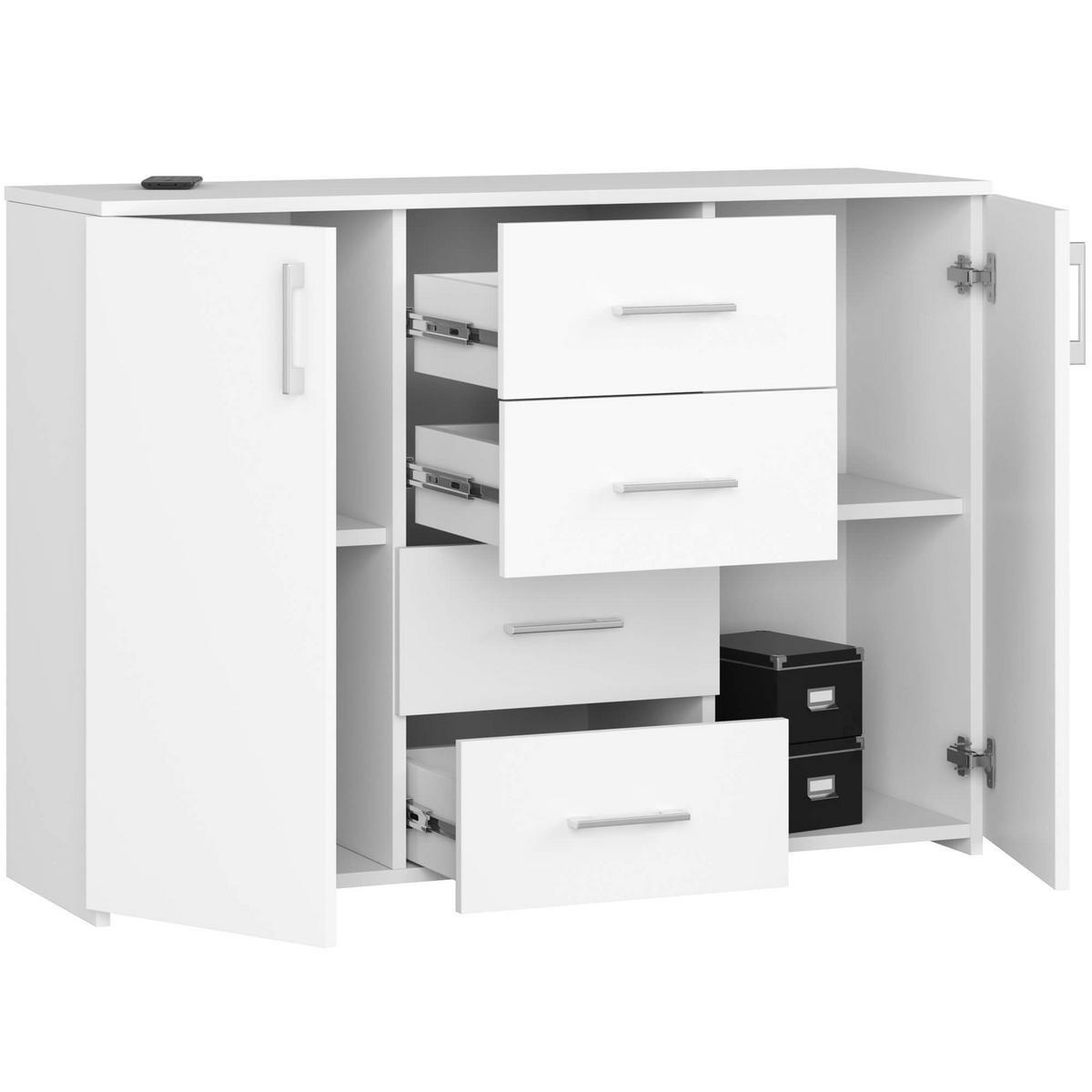 KOMMODE Weiß 80/110/35 - Weiß, Holzwerkstoff (110/80/35cm) - RAUMHIRSCH FURNITURE
