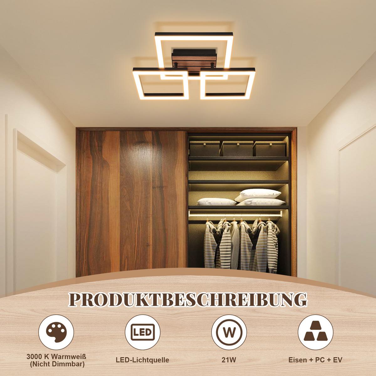LED DECKENLEUCHTE Fixalin 31.5/38/8 cm - Schwarz, Kunststoff/Metall (31.5/38/8cm) - ZMH