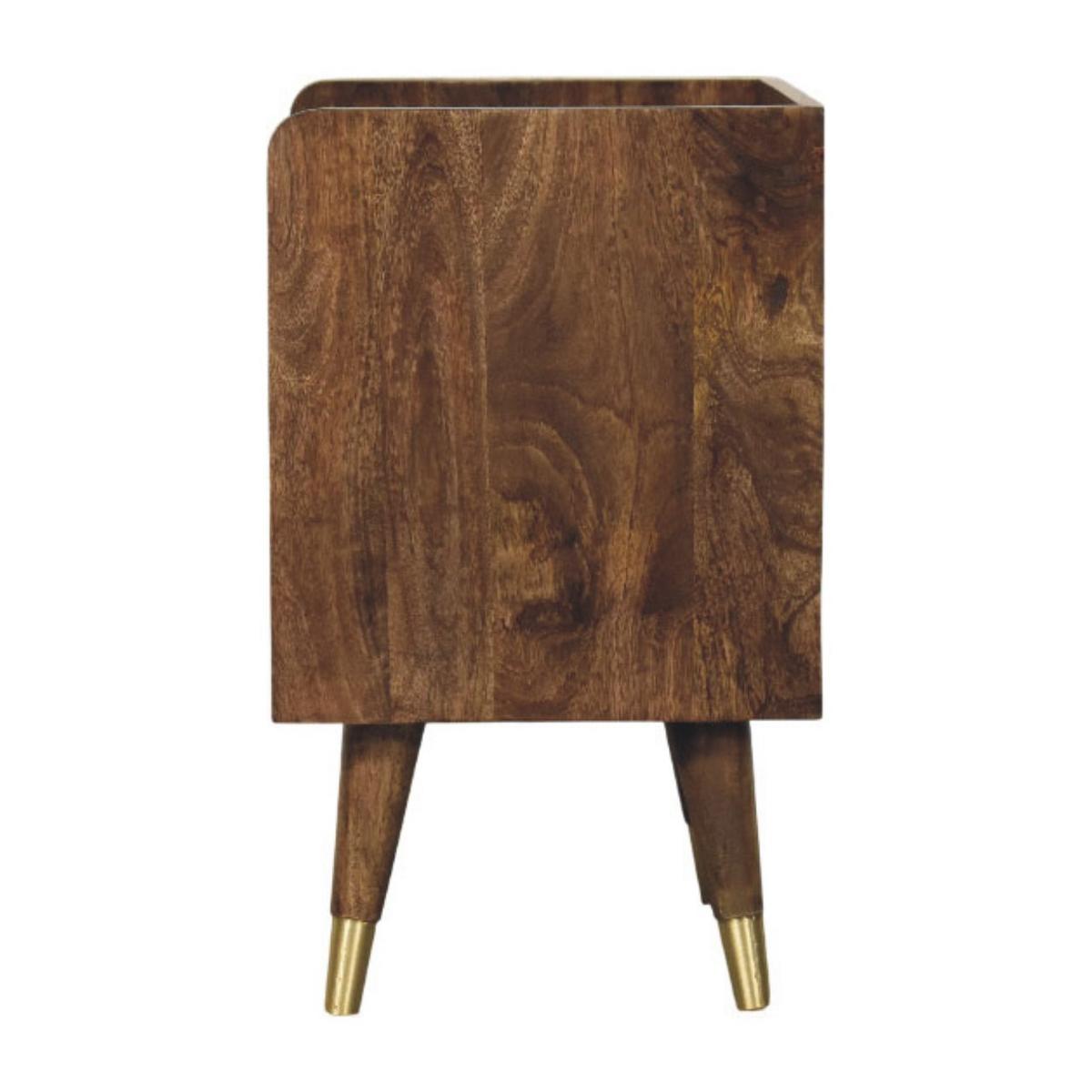 NACHTTISCH Sunburst-Messing-Intarsien - Dunkelbraun/Messingfarben, Holz/Metall (45/58/35cm) - Artisan Furniture