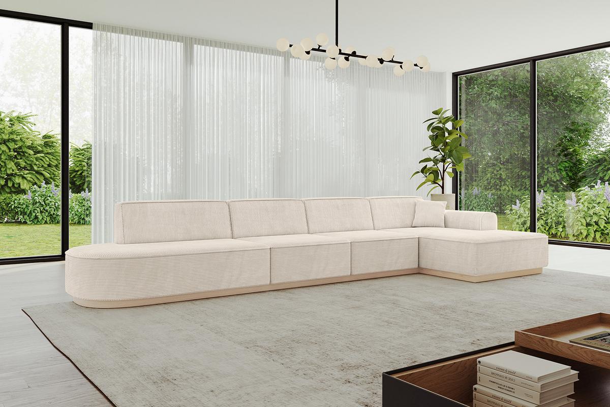 ECKSOFA Ottomane Rechts IREA-L3 - 412x165x80 cm Beige - Beige, Holzwerkstoff/Textil (412/165cm) - ALTDECOR