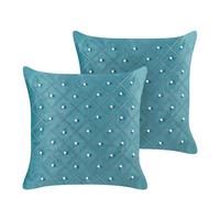 DEKOKISSEN 2er-Set Blaugrün 45/45 cm Yarrow - Türkis, Textil (45/45cm) - Beliani