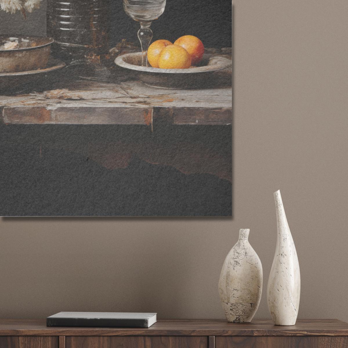 AKUSTIKBILD Stilleben - Blumen - Blumenstrauß - Vase - Wein Akustikpaneele 90x90 cm - Schwarz, Kunststoff (90/90/0.9cm) - MuchoWow