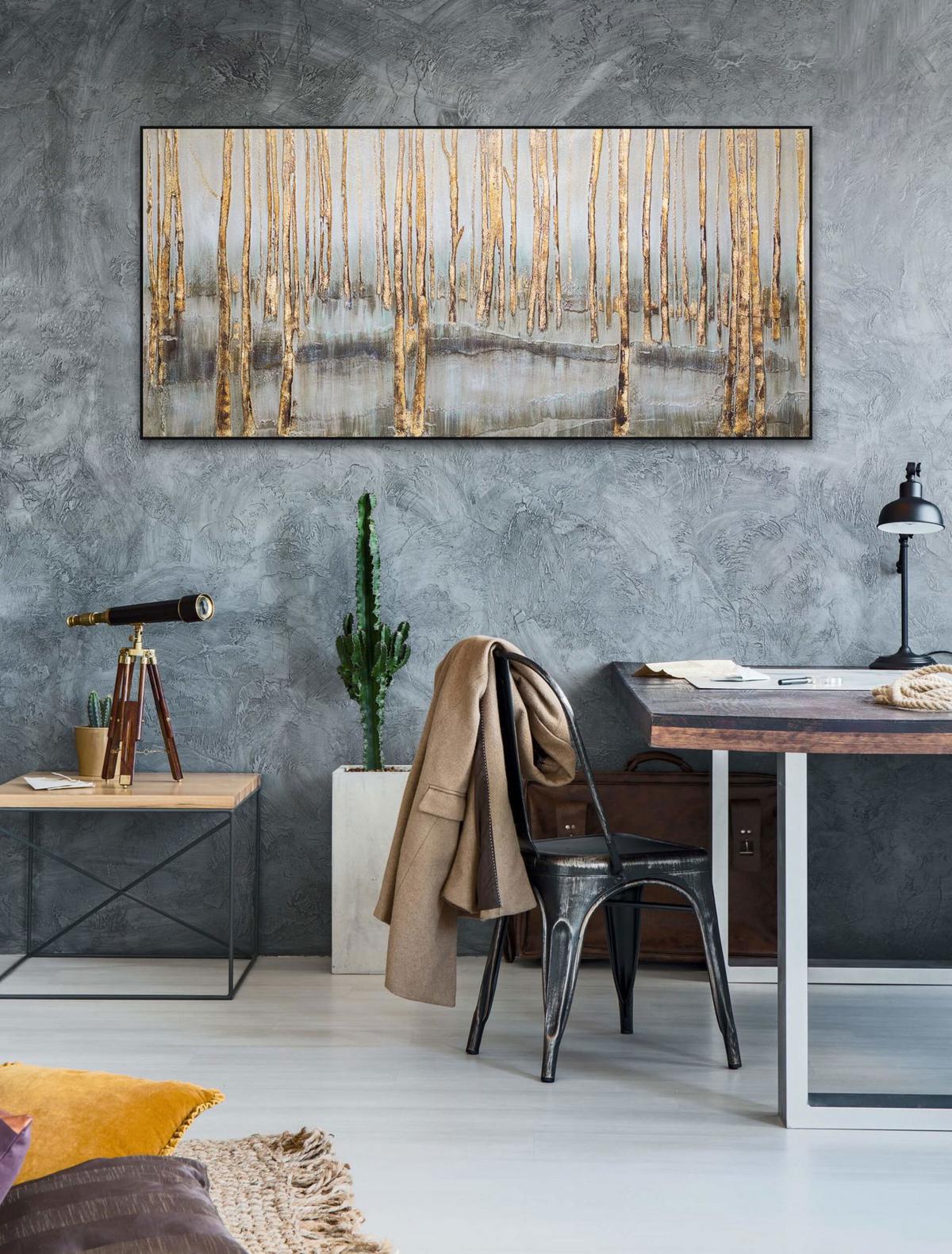 ÖLGEMÄLDE 120/60 cm - Braun/Grau, Holz/Textil (120/60cm) - KUNSTLOFT