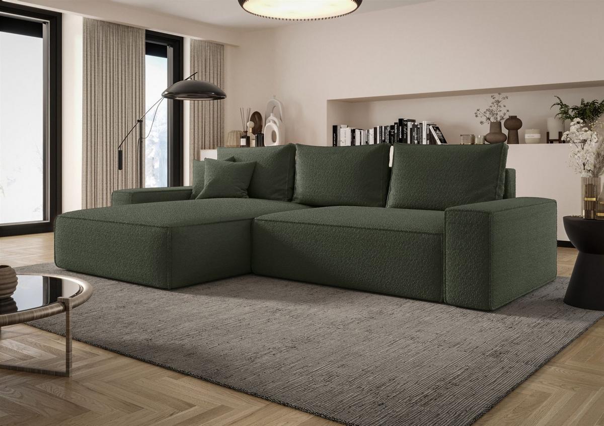 ECKSOFA Walken Mit Schlaffunktion - Grün, Holzwerkstoff/Textil (280/185cm) - Fun Möbel