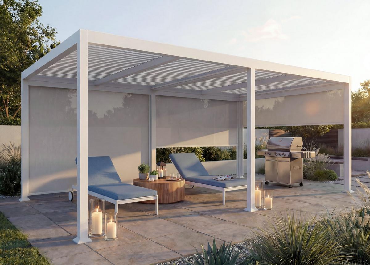 ALU PERGOLA MIT SEITENWAND Weiß - Weiß, Metall (590/224/306cm) - MCW