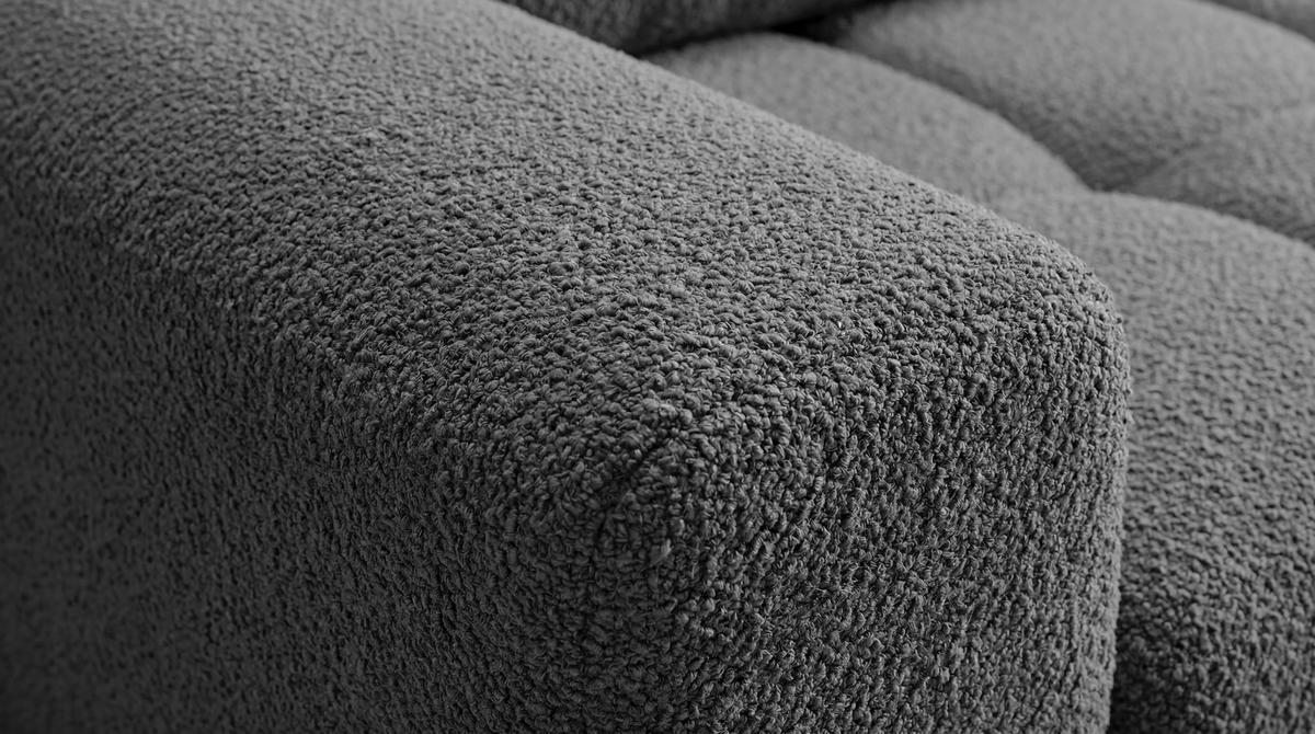 ECKSOFA Ovia mit Bettkasten und Schlaffunktion, Bouclé-Stoff in L-Form - Dunkelgrau, Textil (270/185cm)