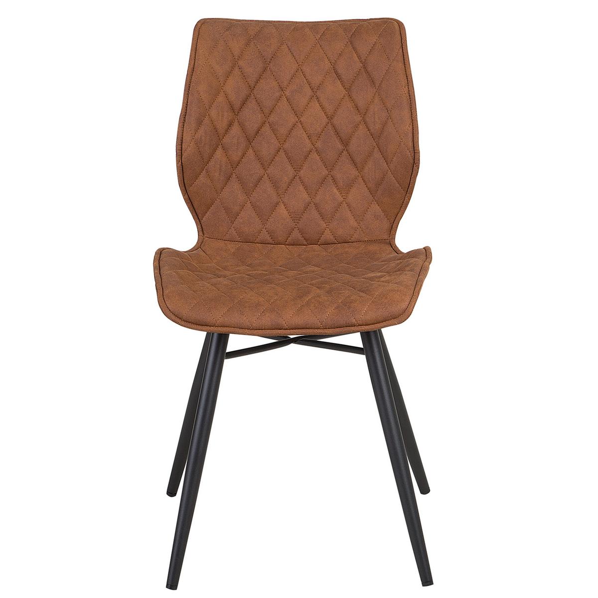 ESSZIMMERSTUHL 2er-Set Polsterbezug Goldbraun Lisle - Braun, Textil/Metall (44/86/56cm) - Beliani