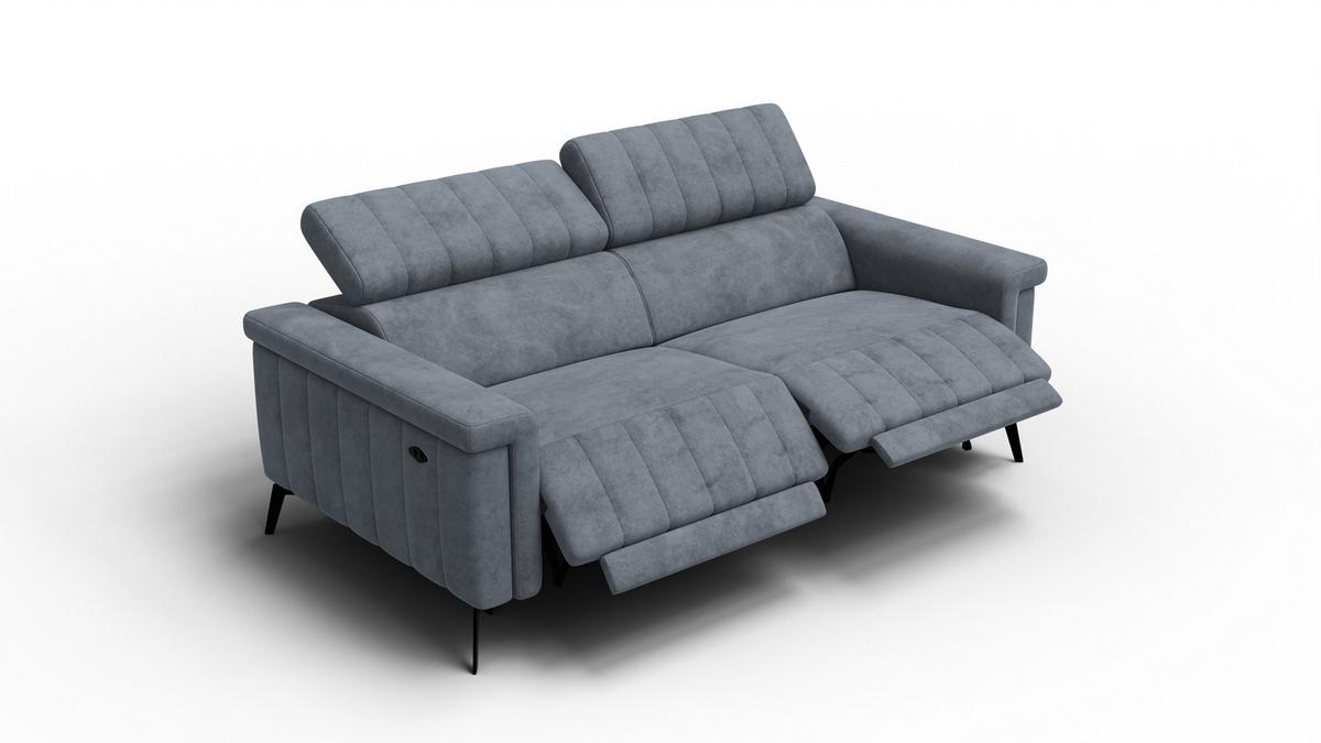 RELAXSOFA NORDEL 3-Sitzer, dunkelgrau - Dunkelgrau/Schwarz, Holz/Textil (194/80/105cm) - Wozimo