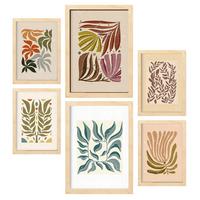 POSTER Set Mit 6 Drucken Von Blättern In Der Sammlung Ethnischer Ästhetische Dekorative Für Zuhause Wandkunstdruck A3 & A4 Rahmen Aus Hellem Holz - Beige, Papier (29/3cm) - Nacnic