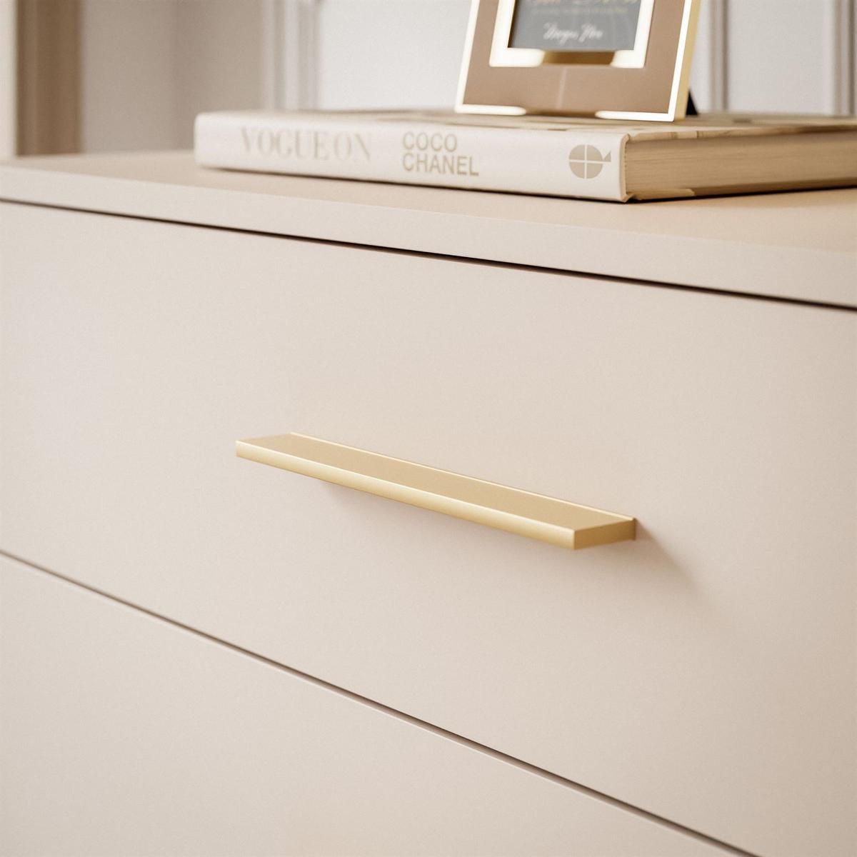 KOMMODE LINA KASCHMIR 4S mit Schubladen und LED-Beleuchtung Goldene Beine und Griffe - Kaschmir/Goldfarben, Holzwerkstoff (95/86/40cm) - Lookway