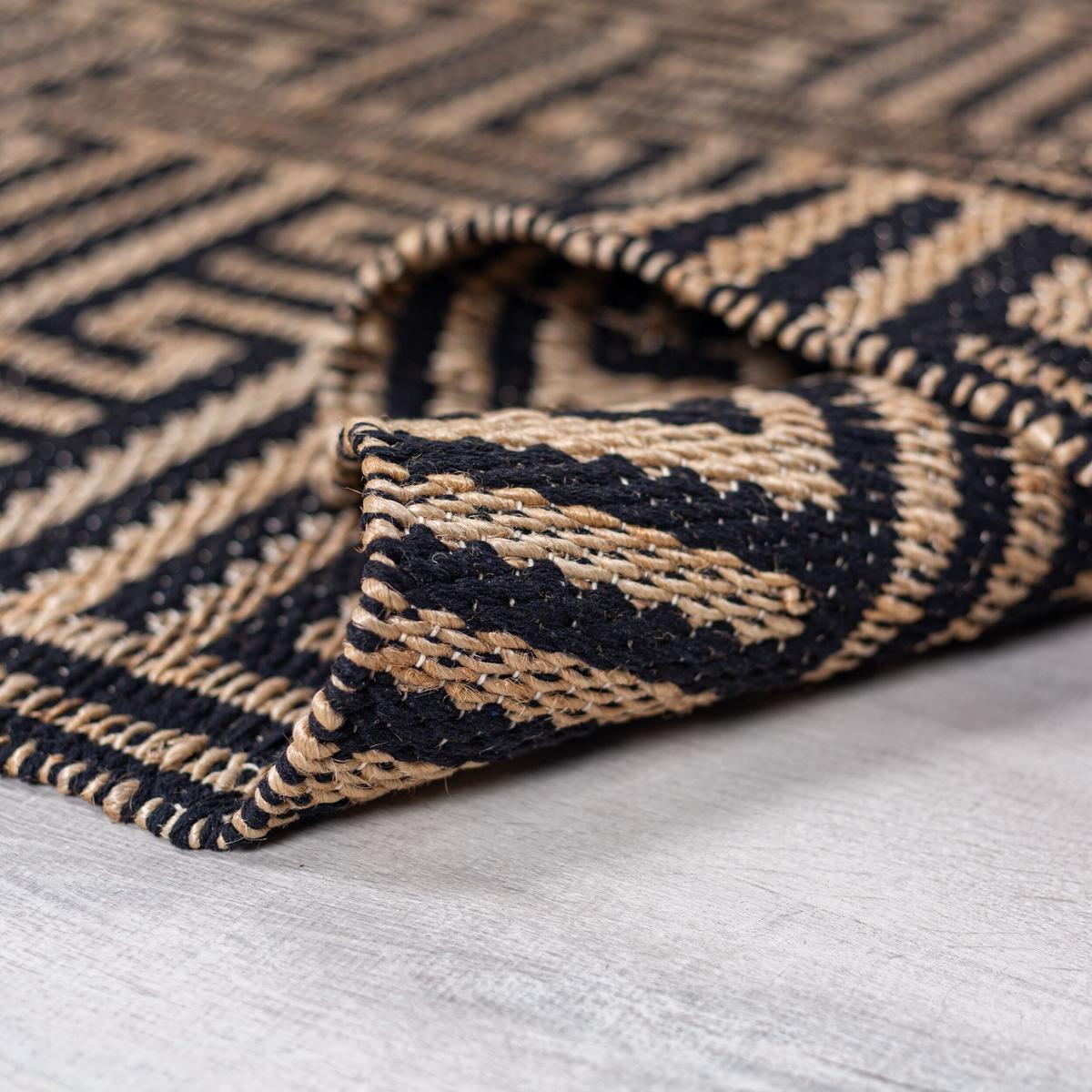 JUTETEPPICH CROFT, geometrisch, Natur-Schwarz, 160 x 230 cm - Braun, Textil (230/160cm) - KADIMA DESIGN