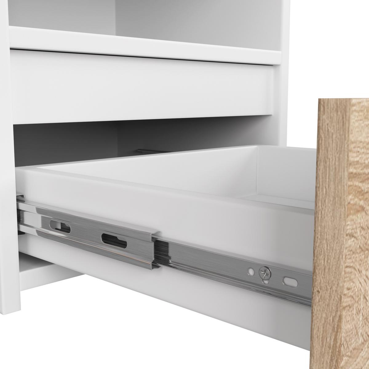 NACHTTISCH Weiß, Eiche Sonoma 40/40/35 - Weiß, Holzwerkstoff (40/40/35cm) - RAUMHIRSCH FURNITURE
