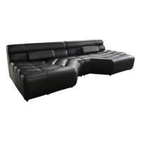 BIG SOFA MIT KISSEN TARA Schwarz Leder - Schwarz, Leder (286/76/143cm) - KAWOLA