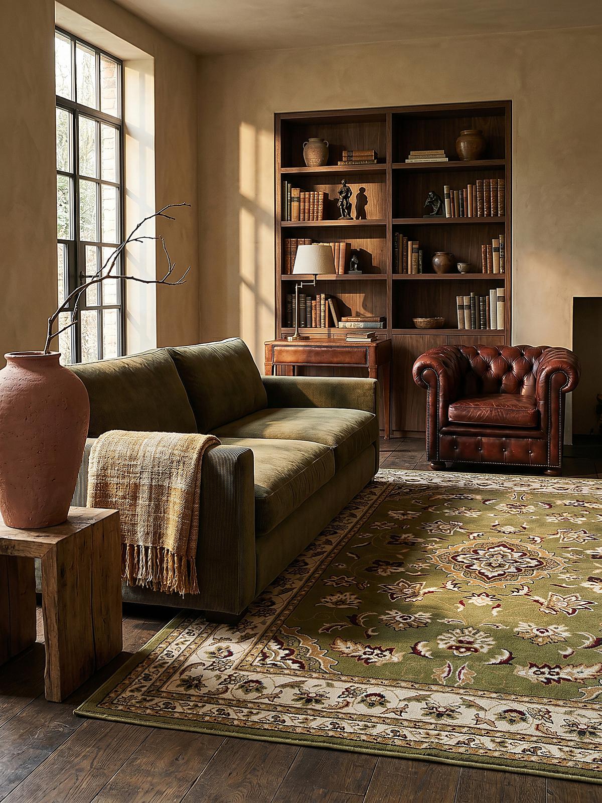 TEPPICH GLAZERT, klassisch-floral, Grün, 80 x 150 cm - Grün, Textil (150/80cm) - KADIMA DESIGN