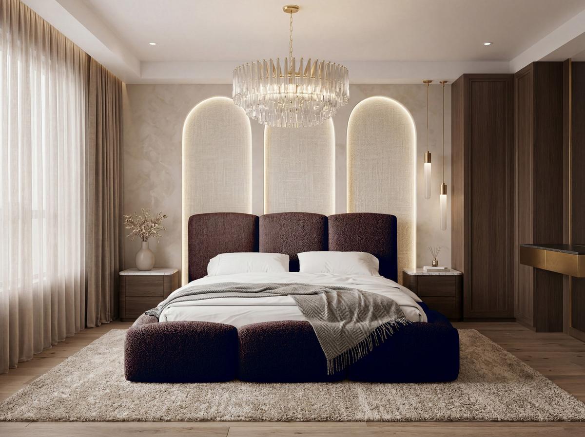 POLSTERBETT Harmony mit Bettkasten, Dunkelbraun Boucle 200x200 cm - Birkefarben/Dunkelbraun, Holzwerkstoff/Kunststoff (200/200cm) - WFL GROUP