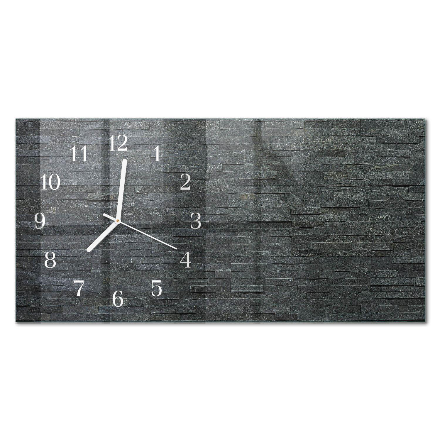 WANDUHR aus Glas 60x30 cm - Schieferstein - Schwarz, Glas (60/30/0.4cm) - TULUP