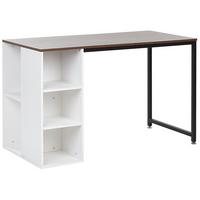 SCHREIBTISCH weiß/dunkler Holzfarbton 120/60/75 cm Dese - Dunkelgrau, Holzwerkstoff (60/120/75cm) - Beliani