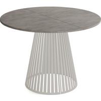 ESSTISCH Naro rund ausziehbar mit Lamellen-Metallgestell in Grau-Beige, Beton-Optik Dunkelgrau 100-180/100/76 cm - Kaschmir/Dunkelgrau, Holzwerkstoff/Metall (100/176/76cm) - WFL GROUP