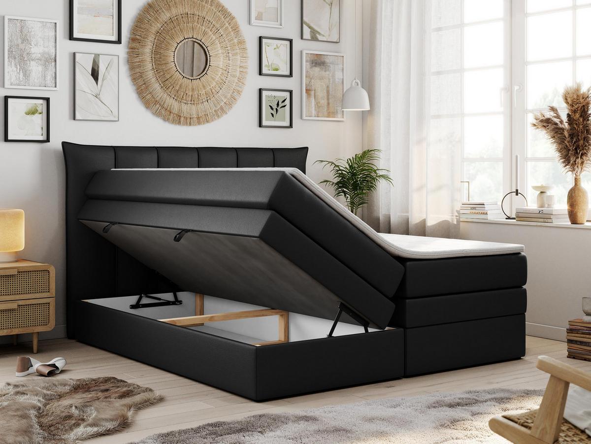 BOXSPRINGBETT PREMIUM 10 KING 180/200 Schwarz Kunstleder - H3 - Schwarz, Holz/Textil (180/200cm) - MKS