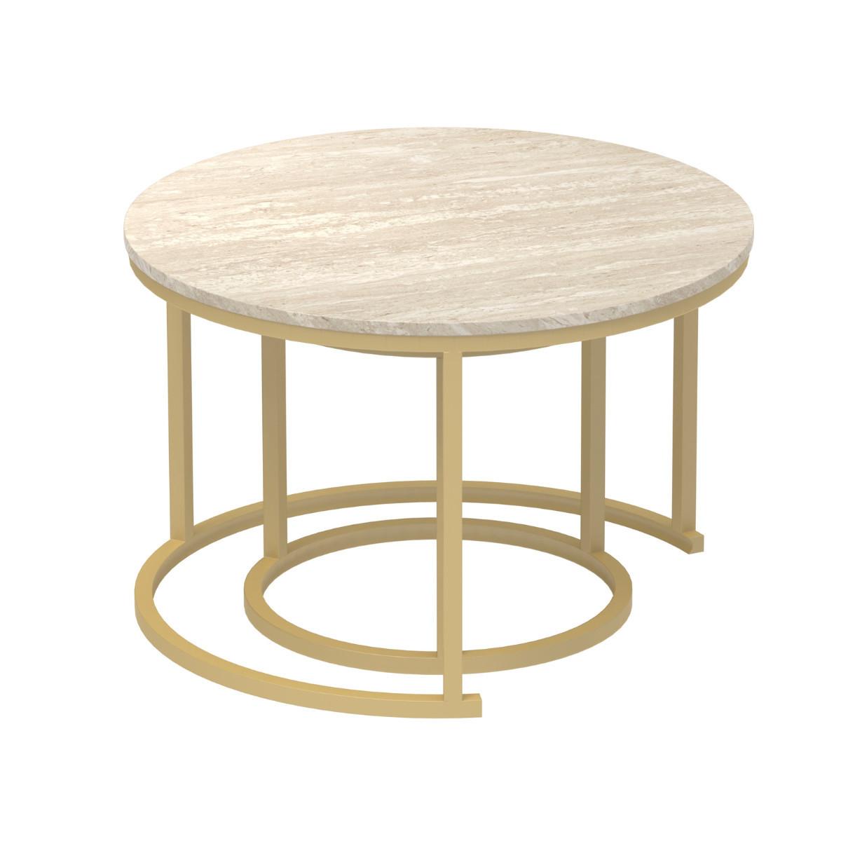 BEISTELLTISCHEN (Set aus 2) 70/70/45,5 cm - Goldfarben, Holzwerkstoff (77.5/70/45.5cm) - Calicosy