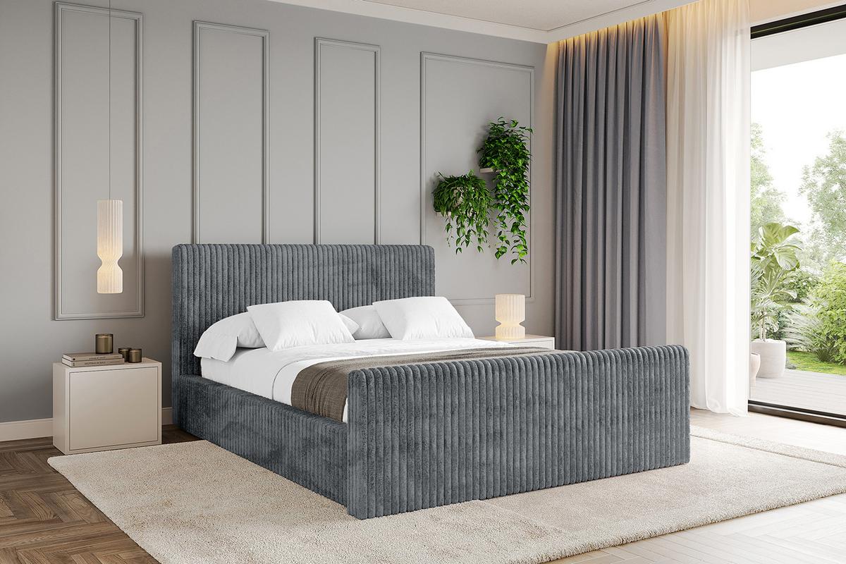 POLSTERBETT mit Bettkasten, Fußteil und Lattenrost, Boxbett mit Matratze H3/H4 - ALOVA-Z-V1 120x200 Dunkelgrau - Dunkelgrau, Holzwerkstoff/Textil (120/200cm) - ALTDECOR