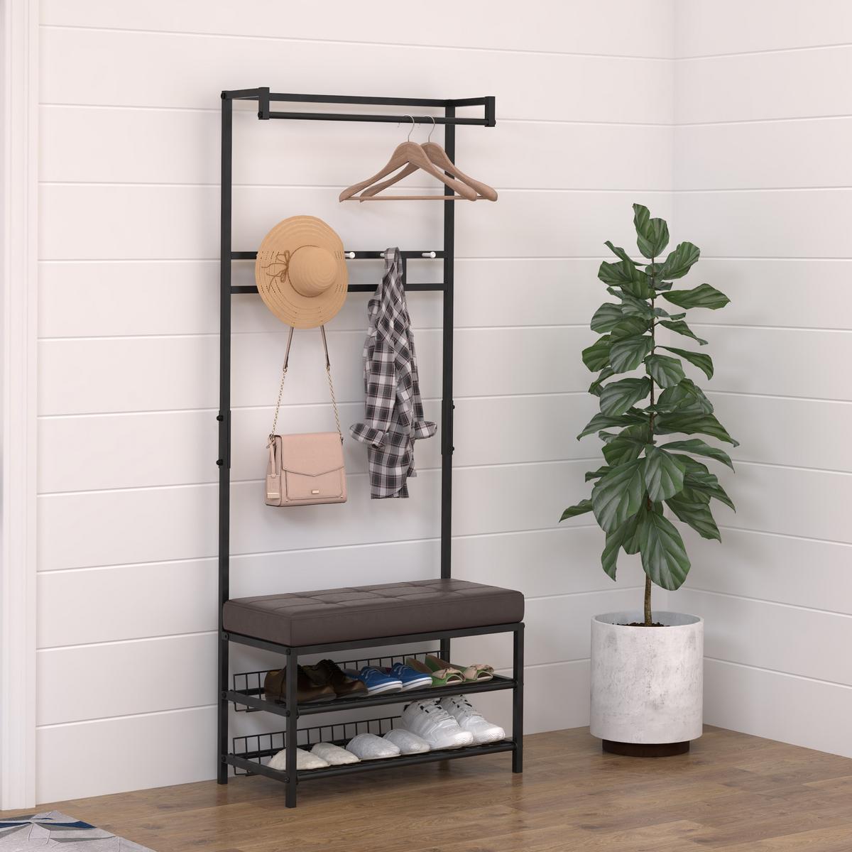 GARDEROBENSTÄNDER - Braun, Metall (72.5/180/35cm) - HOMCOM