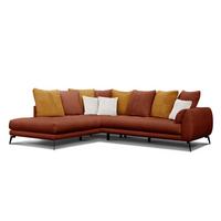ECKSOFA CALME 5-Sitzer, dunkelorange und écru - Dunkelorange/Schwarz, Holz/Textil (294/229cm) - Wozimo