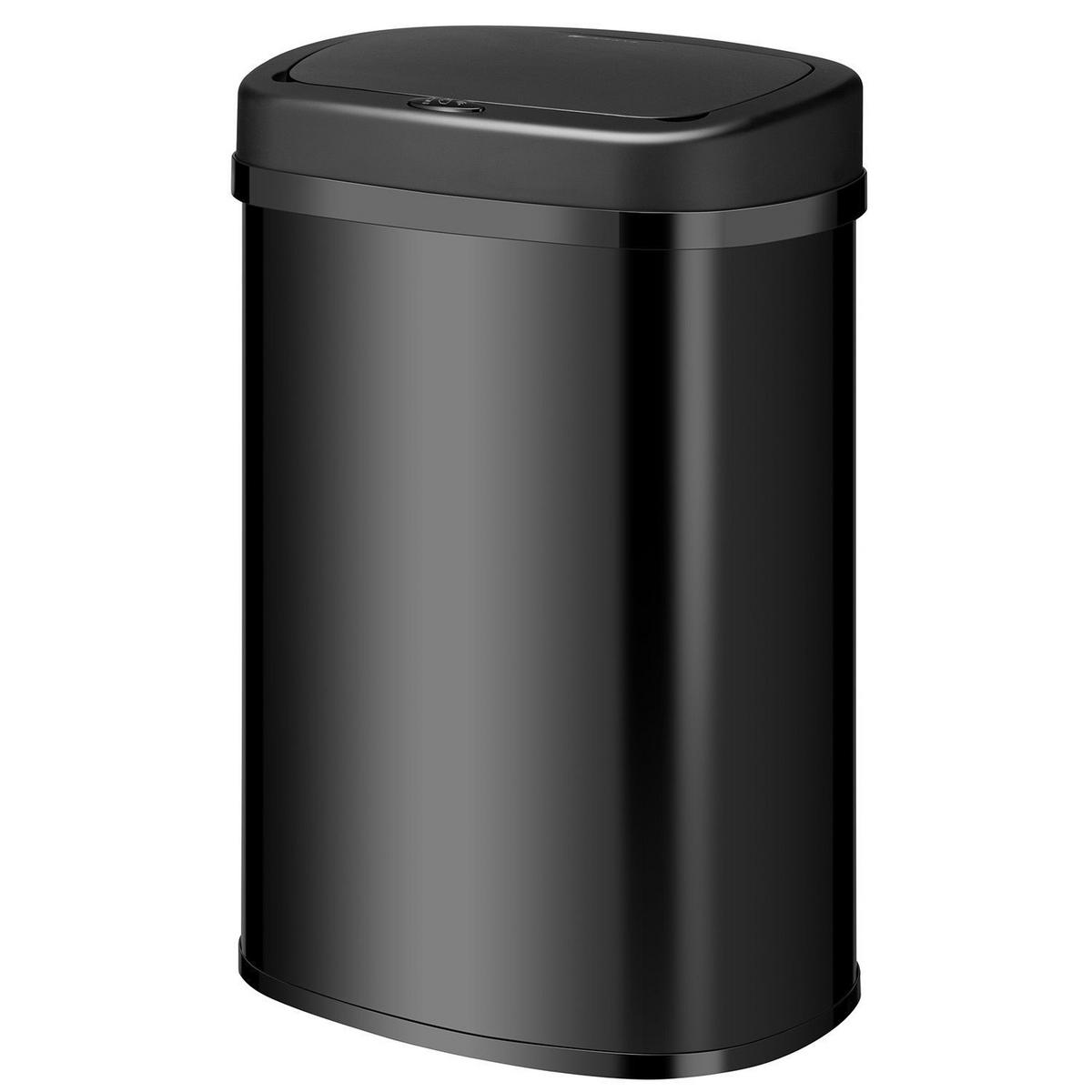 MÜLLEIMER viereckig 50L schwarz mit Sensor - Schwarz, Metall (40/58/29cm) - Juskys