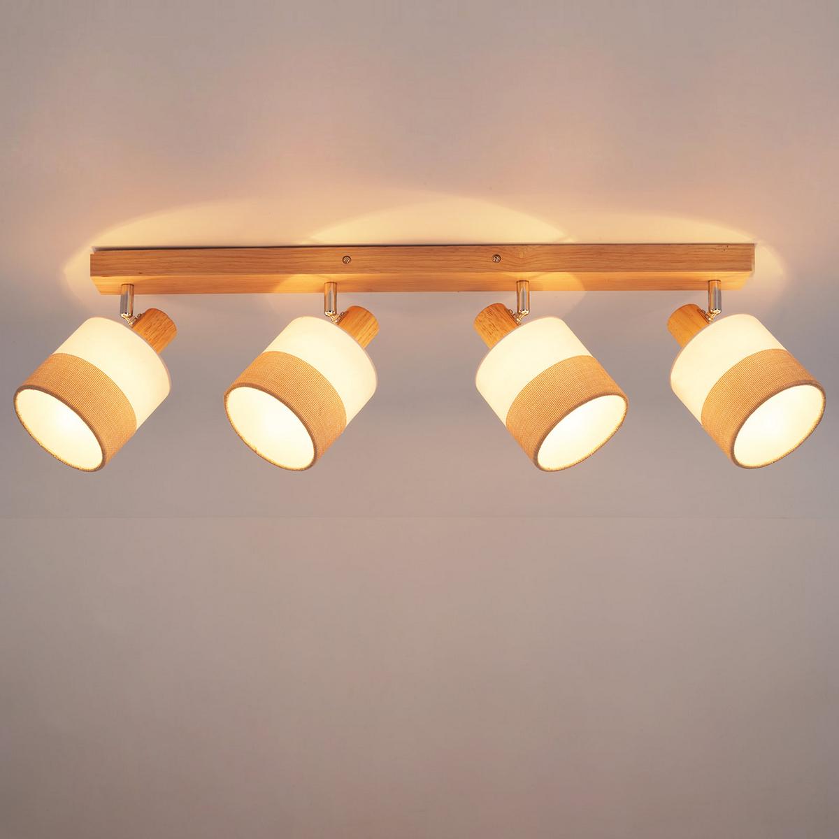 DECKENSTRAHLER Leniq 16/13/68 cm - Beige, Holz (68/16/13cm) - ZMH