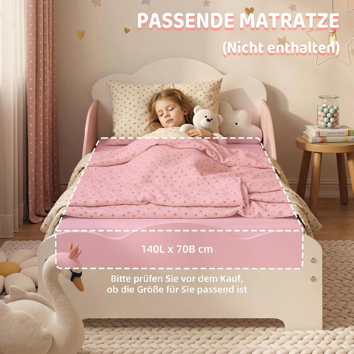 KINDERBETT MDF Rosa - Rosa, Holzwerkstoff (70/140cm) - AIYAPLAY