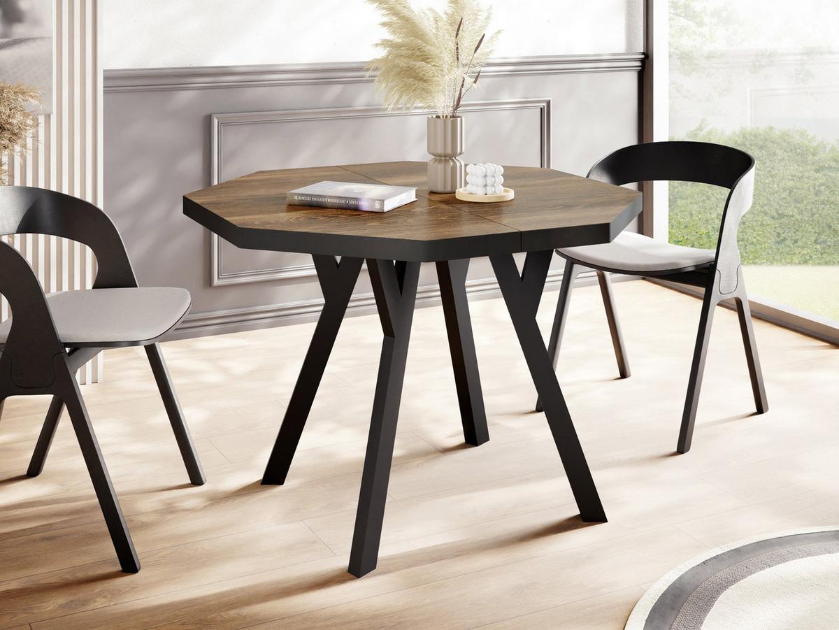 ESSTISCH Desmond achteckiger ausziehbarer, Arvadonna Chestnut 100-150/100/76 cm - Kastanienfarben/Schwarz, Holz/Holzwerkstoff (100/150/76cm) - WFL GROUP