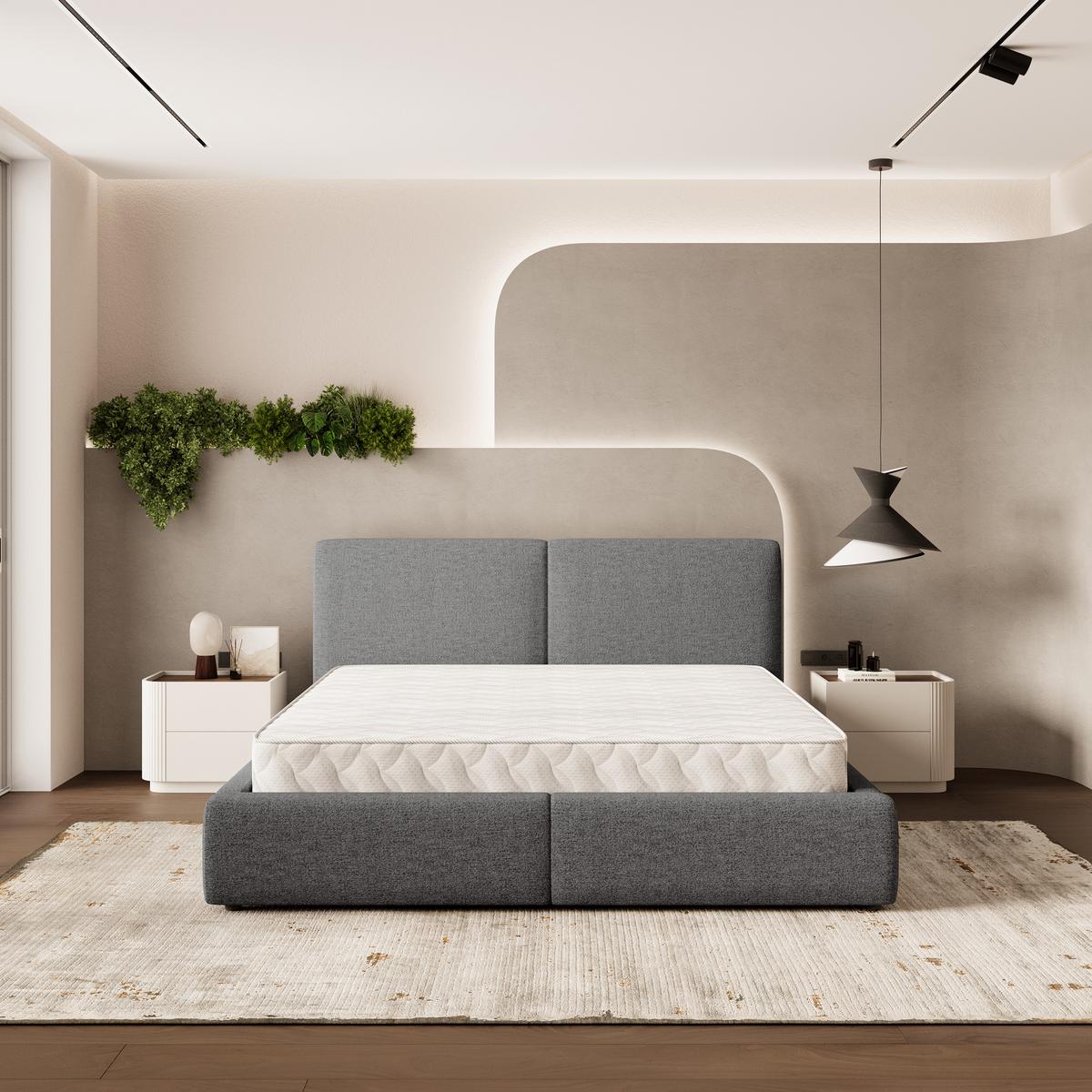 POLSTERBETT FELURO NV 200x200 cm mit Bettkästen - Grau - Grau, Holz/Textil - MASSENO