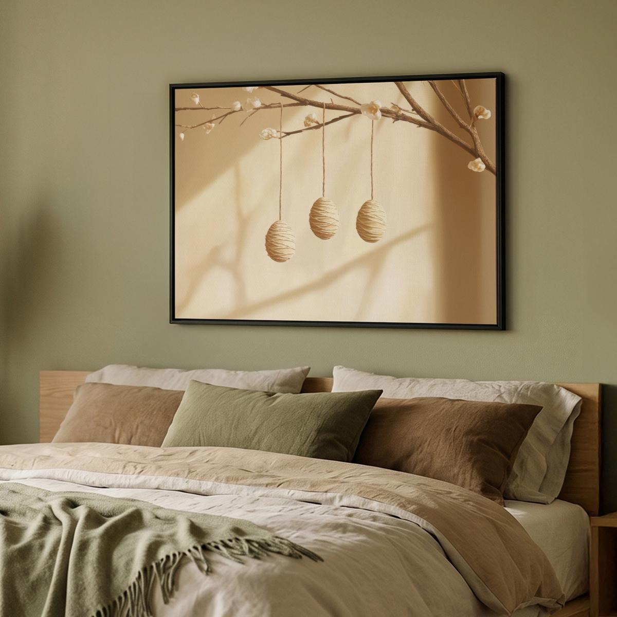 LEINWAND Bilder mit Rahmen - Beige - Osterkuchen - Eier - 100x70 - Beige, Textil (100/70cm) - MuchoWow