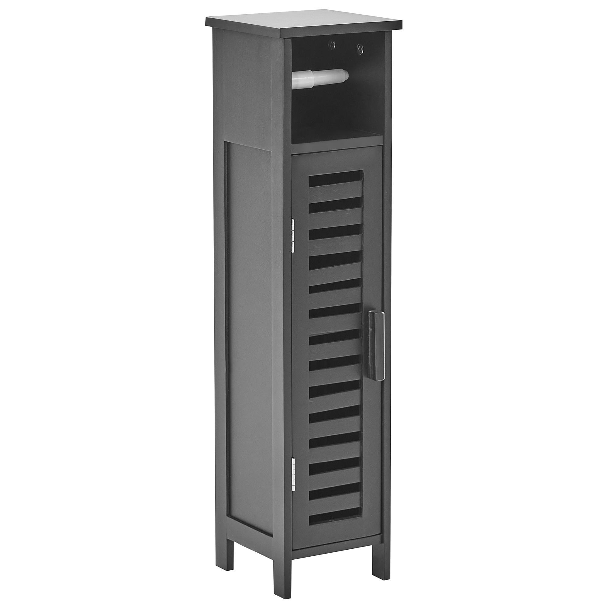 TOILETTENPAPIER-SCHRANK Bambus Schwarz Olathe - Schwarz, Holz (18/72/17cm) - Beliani